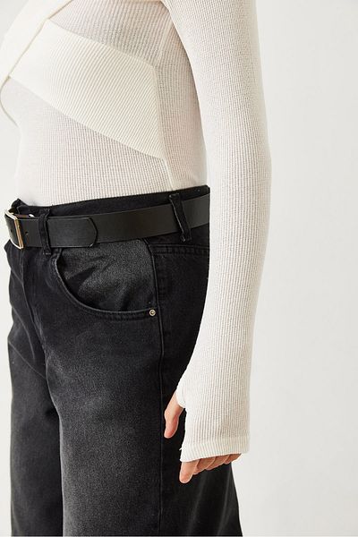 Bianco Lucci Damenbluse mit überkreuzten Riemchen und Madonna-Ausschnitt 60261056