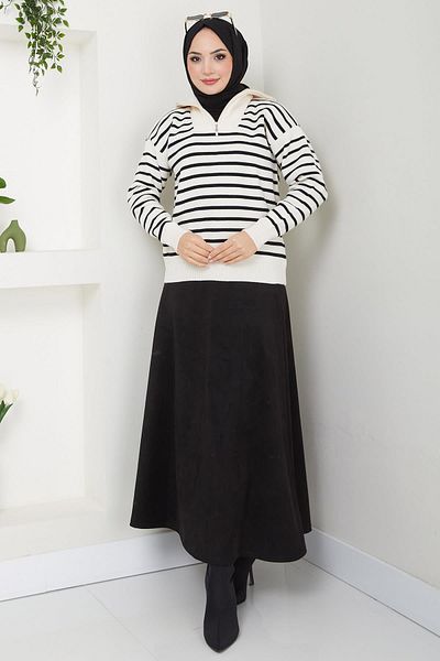 hafsamina Μαύρη Suede Mevlana Φούστα - HM2606