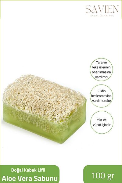 SAVIEN Natural Pumpkin Fiber Aloe Vera Soap 100 gr x 4 Pieces