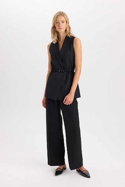 DeFacto Jacket Collar Basic Plain Waistband Sleeveless Blazer Vest D4784Ax24Au