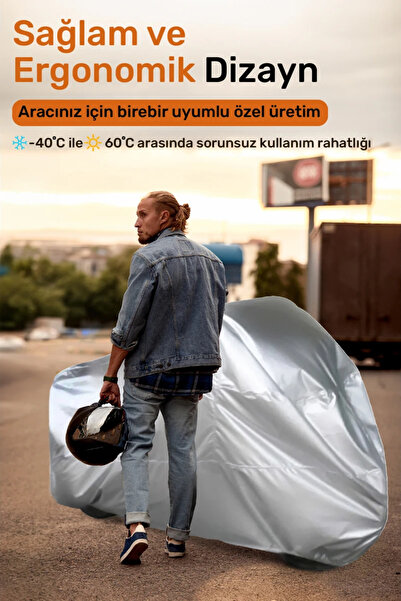 Breen Falcon Soft 50 için Arka Çanta ve Kilit Uyumlu Gri Motosiklet Branda, Güvenli