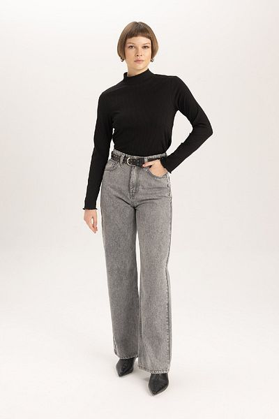 DeFacto Regular Fit Basic Plain Rib Long Sleeve Maternity Top C1025Ax23Wn
