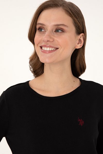 U.S. Polo Assn. سترة نسائية سوداء برقبة دائرية 50297133 -VR046