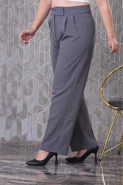MİSLİNE Balazzo Velcro Large Size Wide Leg Women's Fabric Trousers
