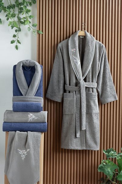 Sarev Οικογενειακό σετ μπουρνούζι Garcia Grey/Blue Mood Comfort 6 τεμαχίων