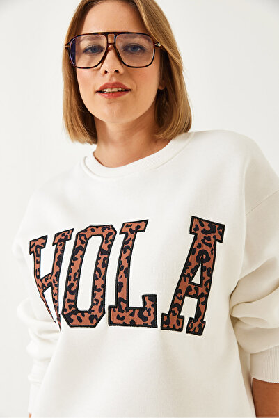 Bianco Lucci Γυναικείο φούτερ με κεντητό λεοπάρ με τρεις κλωστές 60261060