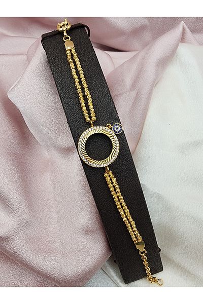 IŞILDAGOLD Quarter Evil Eye Beaded Dorica Bracelet (22 K Gold Plated)