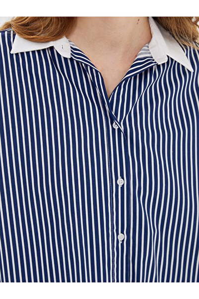 LC Waikiki Lcwk Çizgili Oversize Poplin Kadın Gömlek