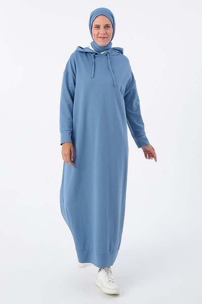ALLDAY Rochie tricotată cu glugă albastră