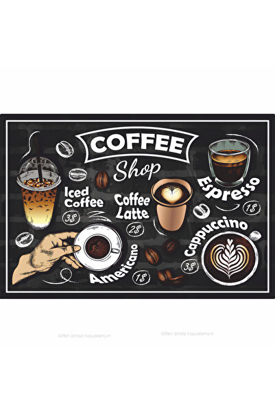 Hayat Poster kahveci kahve çeşitleri tebeşir yatay ev mutfak kafe dekorasyon ...