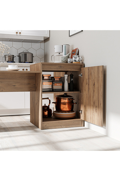 ROOMART Milano Bar Masası Dolaplı Yüksek Mutfak Yemek Masası , Mutfak Adası