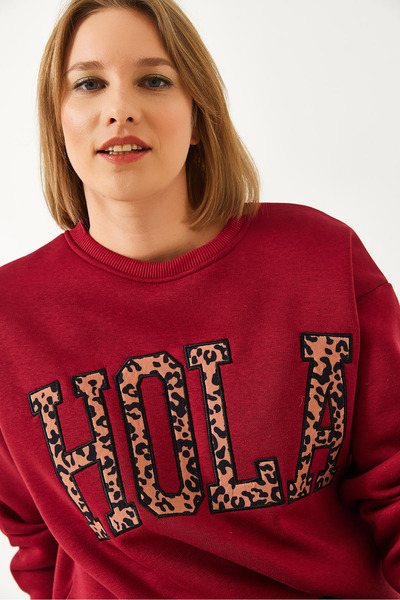 Bianco Lucci Γυναικείο φούτερ με κεντητό λεοπάρ με τρεις κλωστές 60261060