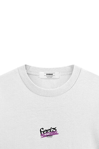 Overoz White Oversize Unisex T-Shirt - Back Printed, Text - 1266