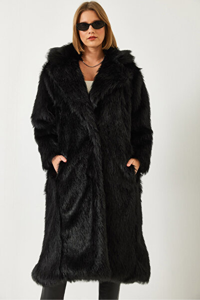Bianco Lucci Γυναικείο μακρύ γούνινο παλτό 2614 60261064