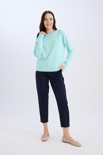 DeFacto Regular Fit Crew Neck Silvery Knitwear Sweater Tunic D1580Ax24Wn