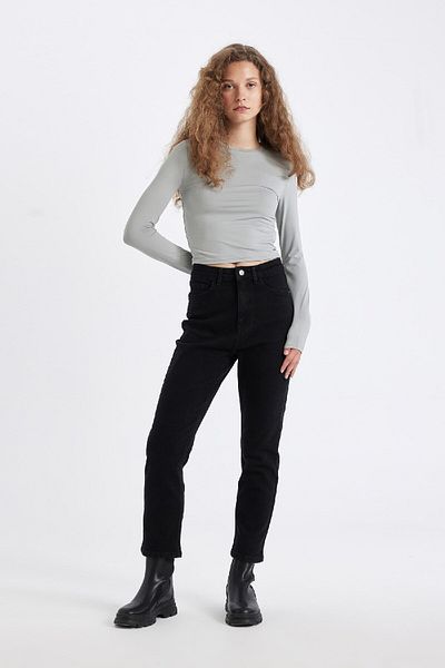 DeFacto Tricou de bază, solid, cu mânecă lungă, cu decolteu de bicicletă, D0199ax24au