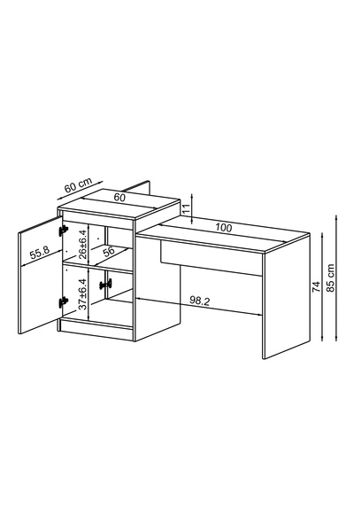 ROOMART Milano Bar Masası Dolaplı Yüksek Mutfak Yemek Masası , Mutfak Adası