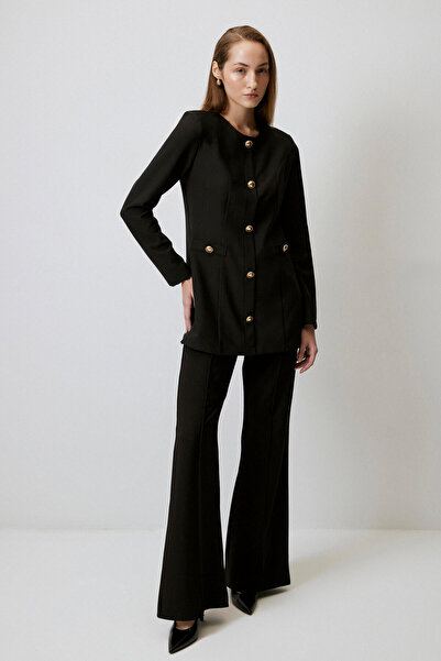Touché Privé Gold Button Detailed Crepe Tunic