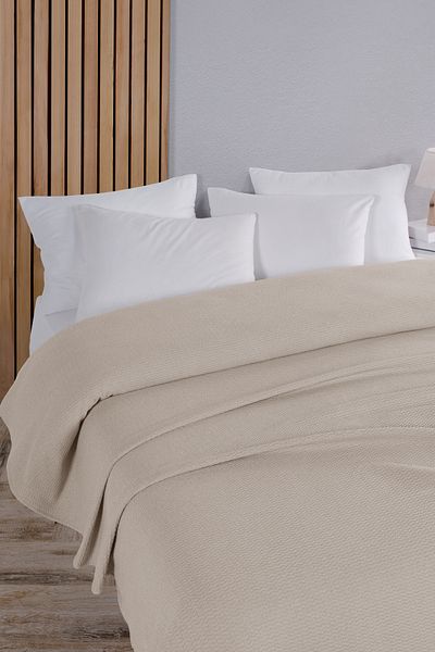 Evim Cotton Akel Ecru Multi-Purpose Bedspread Single - 160X230 cm