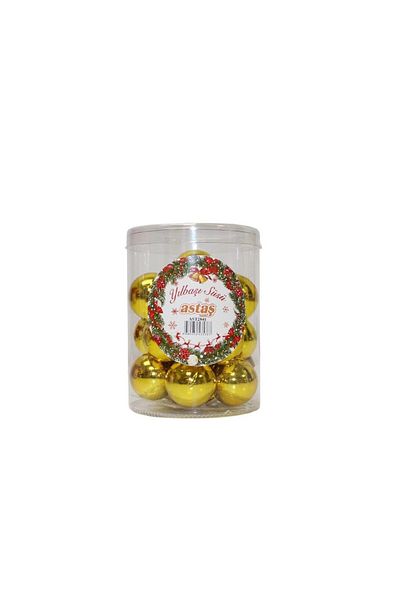 Parti Adresi Gold 3 cm 16 Christmas Balls - Acetate Boxed, Pine Tree Decorations