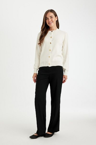DeFacto Regular Fit Crew Neck Basic Plain Button Knitwear Cardigan D1063Ax24Au