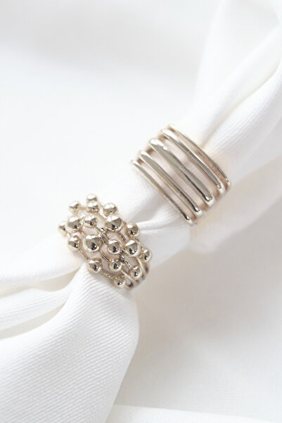 AURRARİ مجموعة خواتم فقاعية فضية اللون