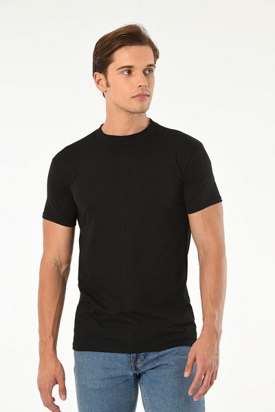 Mfö Life İç Giyim Combed Cotton Men's 0 Collar Short Sleeve