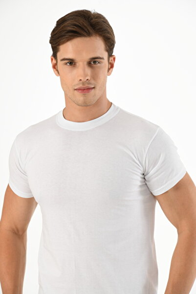 Mfö Life İç Giyim 6-Piece Combed Cotton Men's 0 Collar Short Sleeve