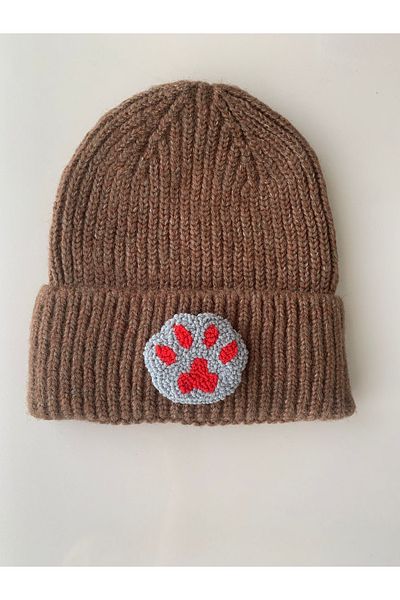 byebruketenci Brown Wool Beret Cat Dog Paw Animal Punch Christmas Gift