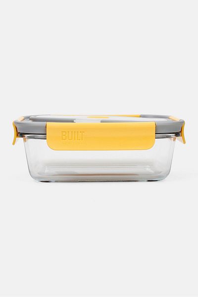 Built Professional Glass Lunch Box With Cutlery Set 900ml , Grey Combo