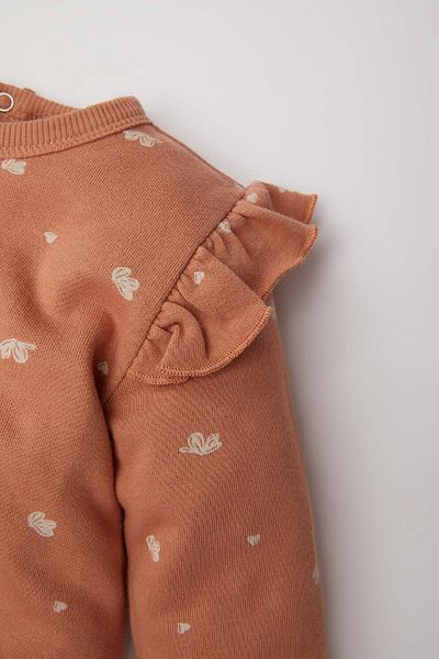 DeFacto Baby-Strampler für Neugeborene, bedruckt, dick, langärmelig, D6016A524WN