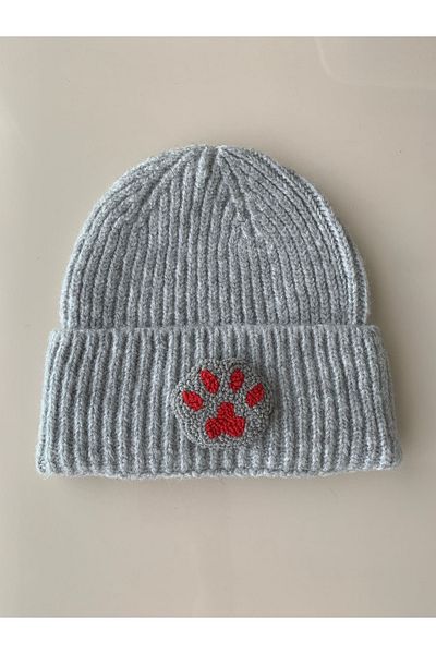 byebruketenci Gray Wool Beret Cat Dog Paw - Animal Punch Christmas Gift
