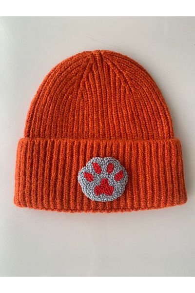 byebruketenci New Year's Orange Wool Beret Cat Dog Paw - Animal Punchi Gift