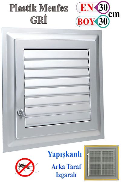 Badem10 Grille Bathroom Wc Toilet Vent Plastic Shutter Gray 30X30 cm