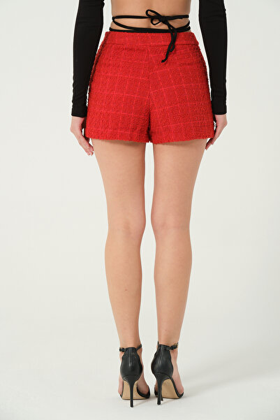 eva clothing Women's Red High Waist Chanel Fabric Shorts Skirt 1234600 Eva-1