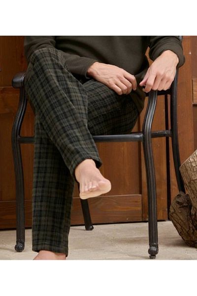 Pijaman Men's Plaid Patterned Pocket Fleece Single Bottom