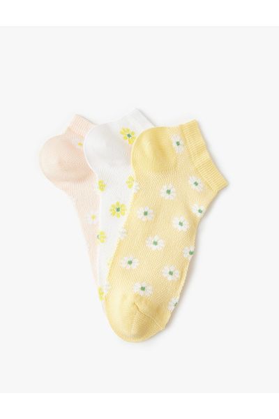 Koton Set de 3 șosete papuci cu modele florale - multicolore