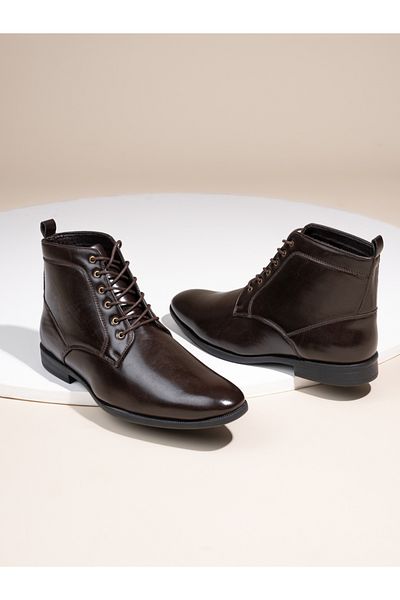 Styli High Ankle Faux Leather Boots