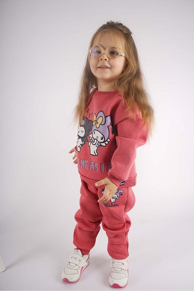 MİNİKO KİDS Girl's Kuromi Model 3 Threads Charted Cotton Tracksuit Set