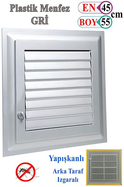 Badem10 Menfez Baie WC Ventilare Toaletă Obturator Plastic Gri 45x55 CM