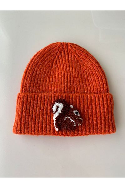 byebruketenci New Year's Orange Hat - Beret and Squirrel Punch Detailed Gift