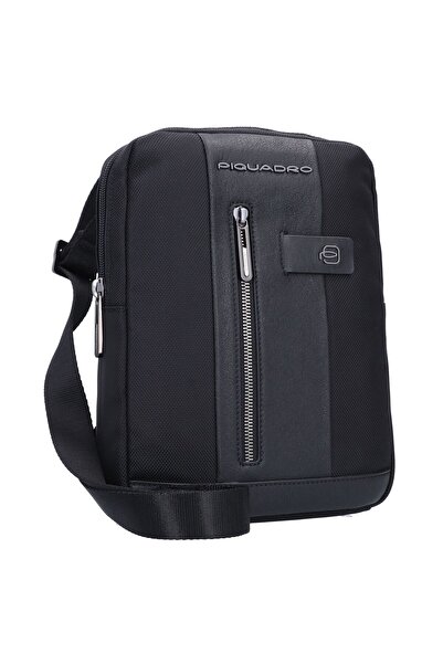 PIQUADRO Brief 2, Nylon and leather, Fabric crossbody bag, Black, CA1816BR2/N, For men