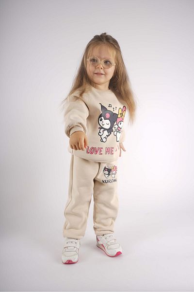 MİNİKO KİDS Girl's Kuromi Model 3 Threads Charted Cotton Tracksuit Set