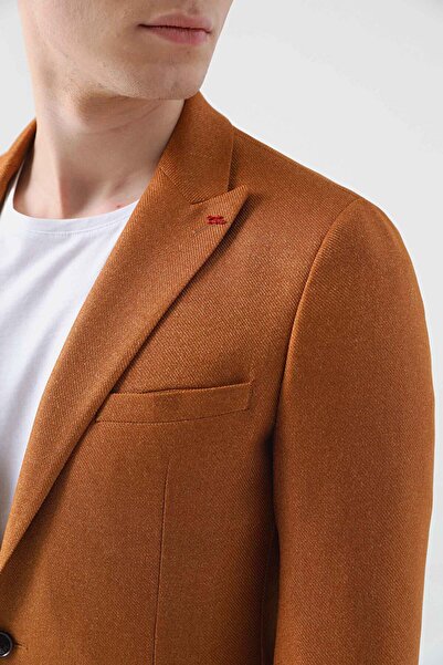 Twn Υφασμάτινο μπουφάν Camel Slim Fit Dobby