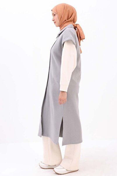 ALLDAY Gri-DİK YAKALI YIRTMAÇLI GİY ÇIK