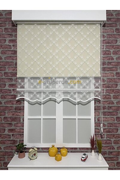 IŞILTI Perde Sistemleri Çift Mekanizmalı Tül ( Beyaz - Etek Dilimli ) Ve Stor...