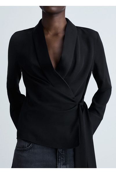 MANGO Woman Satinbluse mit Bindedetail