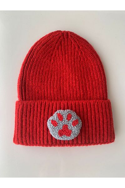 byebruketenci New Year's Red Wool Beret Cat Dog Paw - Animal Punch Gift