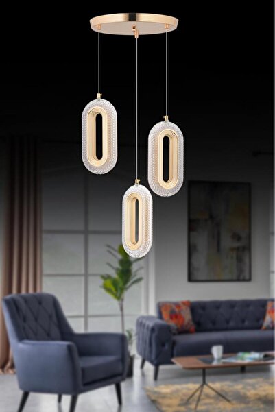 İstanbul Avize İstanbul Avize Beta 3'lü Gold Ledli Modern 3 Renk Led Avize