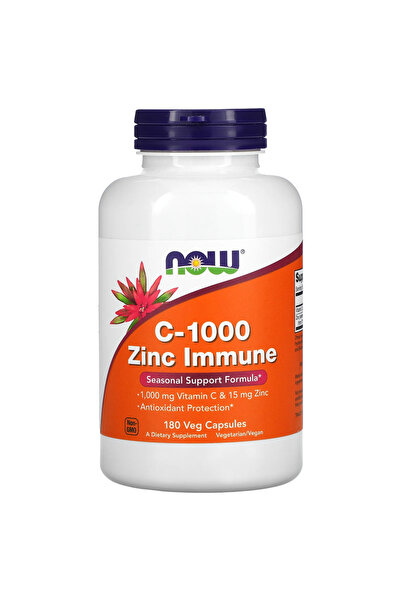 Now مكمل غذائي مناعي من فيتامين سي 1000 والزنك، 180 كبسولة